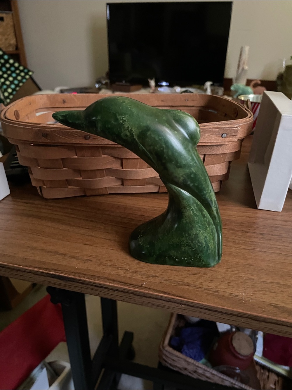 Green Wave Dolphin Sculpture — Decorative Home Accent